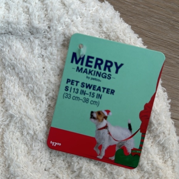 Merry Makings Chunky Knit Sweater for Pets, Small, & medium White - Picture 10 of 13